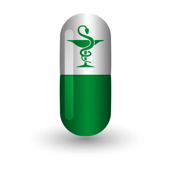 Green pill isolated on white — Stock Vector