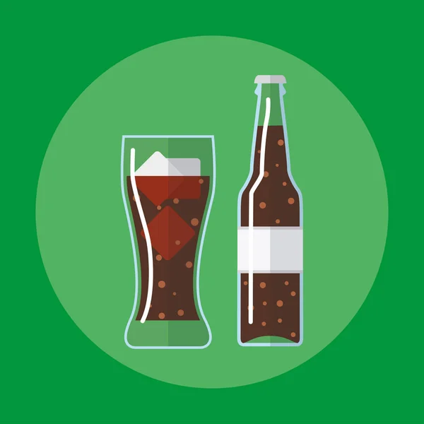 Icono plano Vaso de cola con hielo — Archivo Imágenes Vectoriales