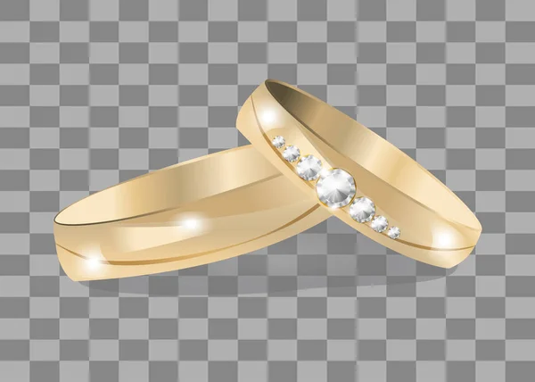 Διάνυσμα χρυσά γαμήλια δαχτυλίδια εικονογράφηση, εικονίδια, κουμπί, σημάδι, σύμβολο, το λογότυπο με αυτοκόλλητο για οικογένεια, γιορτή, εραστές, οι άνθρωποι — Διανυσματικό Αρχείο