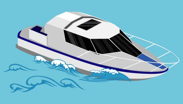 Ricreazione marina. Illustrazione di uno yacht bianco in mare . — Vettoriale Stock