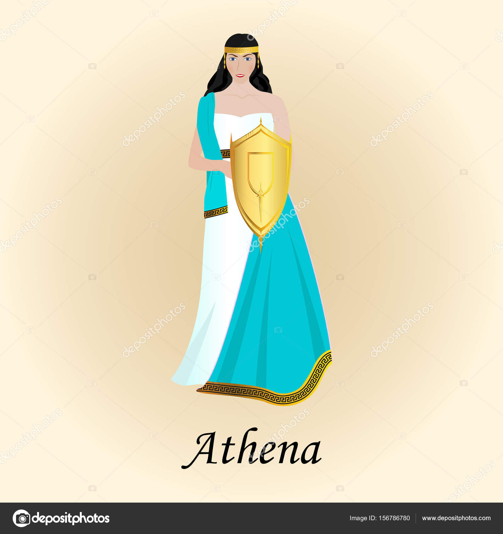 Diosa minerva dibujo imágenes de stock de arte vectorial | Depositphotos