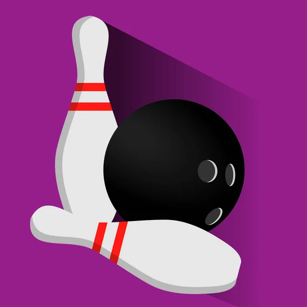 Bowlingball und Stiftvektorsatz isoliert vom Hintergrund. Symbole für eine Kegelbahn oder ein Spiel im flachen Stil. Symbole der aktiven Erholung. — Stockvektor