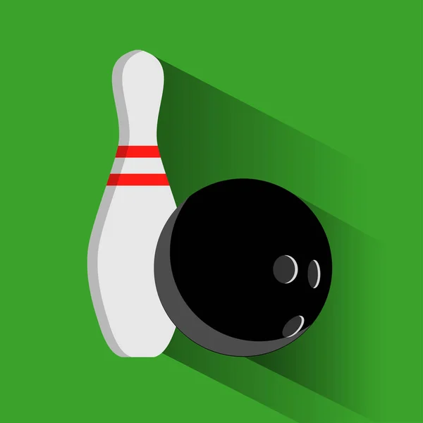 Bowlingball und Stiftvektorsatz isoliert vom Hintergrund. Symbole für eine Kegelbahn oder ein Spiel im flachen Stil. Symbole der aktiven Erholung. — Stockvektor