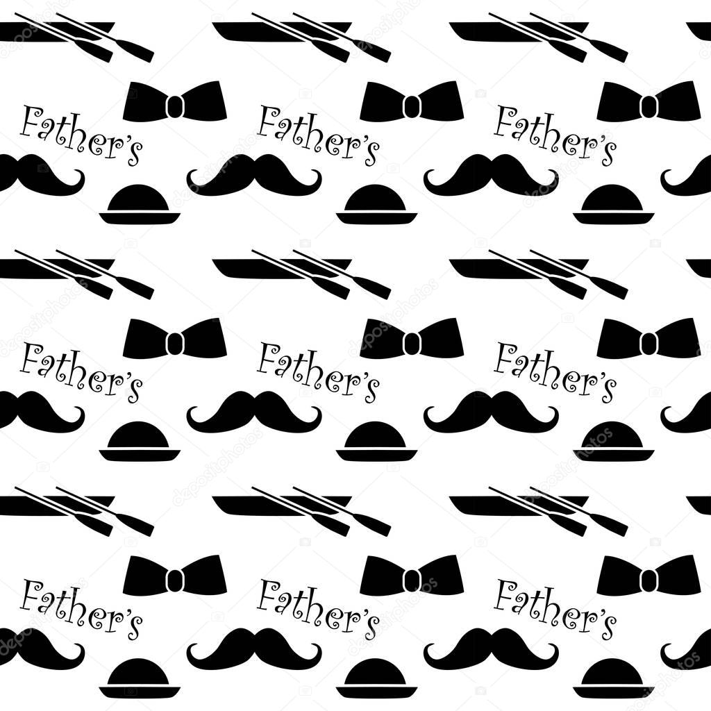 Happy Fathers Day greeting. Vector background with doodle neckties, bow tie and glasses.