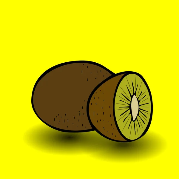 Ilustración de vector de fruta Kiwi. Kiwi de jugo en rodajas sobre el fondo blanco. — Vector de stock