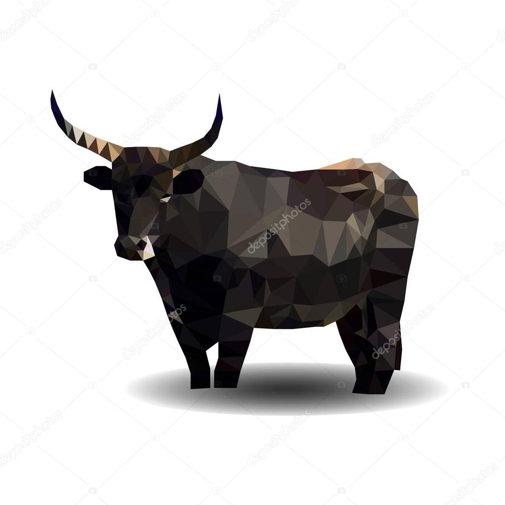 Vector image of an bull poligon on a white background