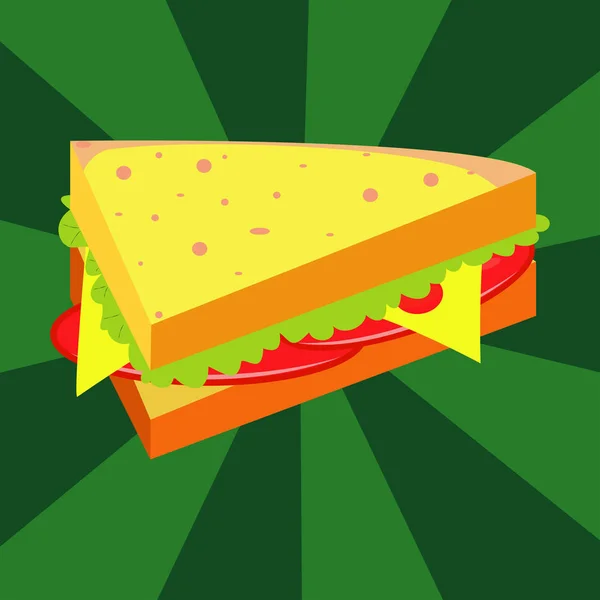 Jamón y sándwich de verduras ilustración — Archivo Imágenes Vectoriales