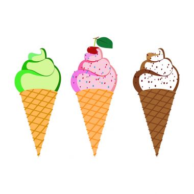 12 vektör dondurma çizimler üzerinde beyaz izole topluluğu