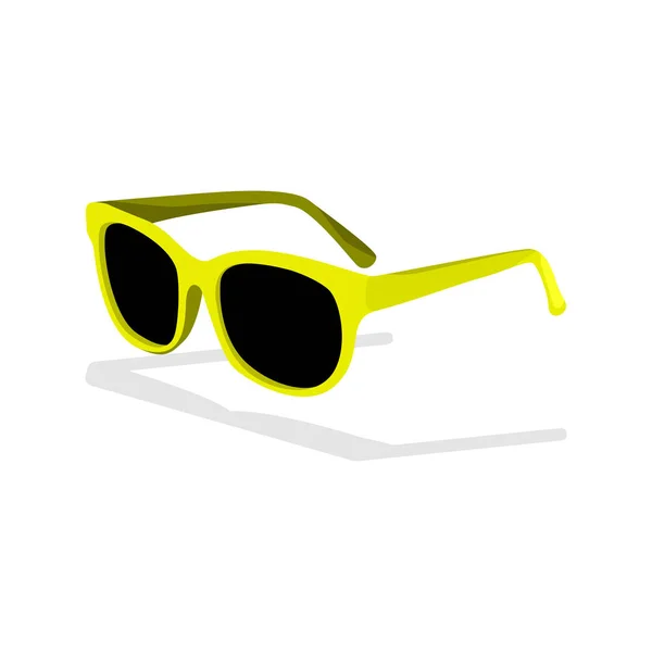 Ícone de óculos de sol amarelo na moda no estilo dos desenhos animados isolado no fundo branco. Brasil país símbolo estoque vetor ilustração . — Vetor de Stock