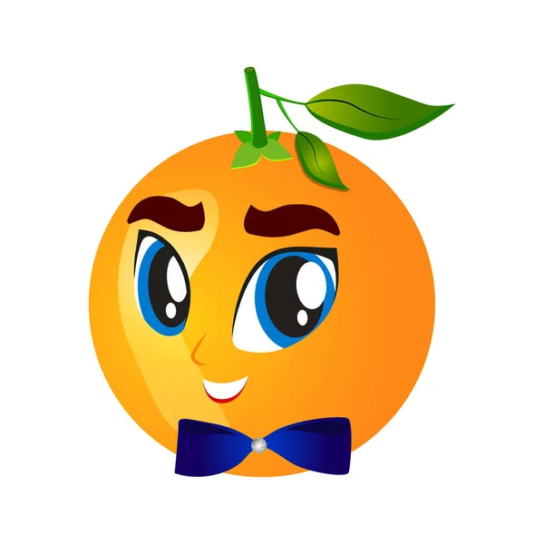 Καρτούν εικονογράφηση ενός πορτοκαλιού με ένα χαρούμενο πρόσωπο — Διανυσματικό Αρχείο