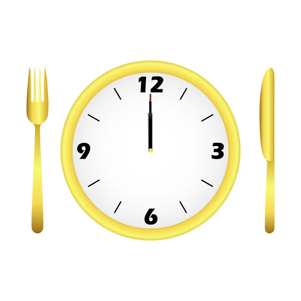 Pojęcie czasu obiad. wektor ilustracja jadalnia instalacji pokazuje czas. grafikę wektorową minimalne. — Wektor stockowy