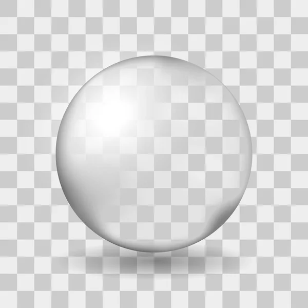 Grande sphère en verre transparent avec reflets et ombre. Transparence uniquement dans le fichier vectoriel — Image vectorielle
