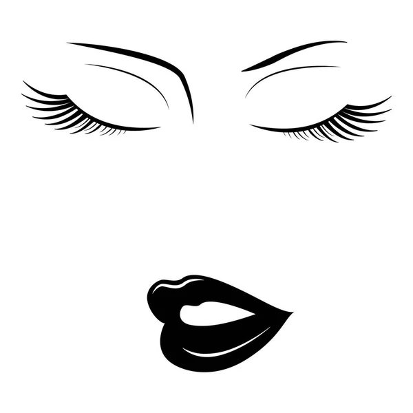 Rostro de mujer con los ojos cerrados — Vector de stock