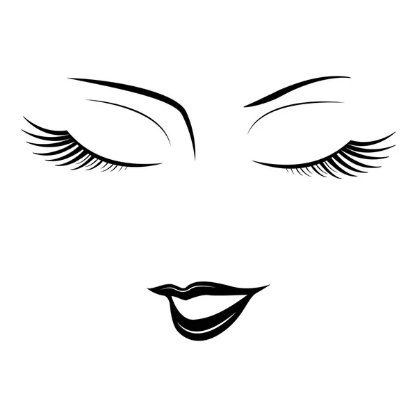 Rostro de mujer con los ojos cerrados — Vector de stock