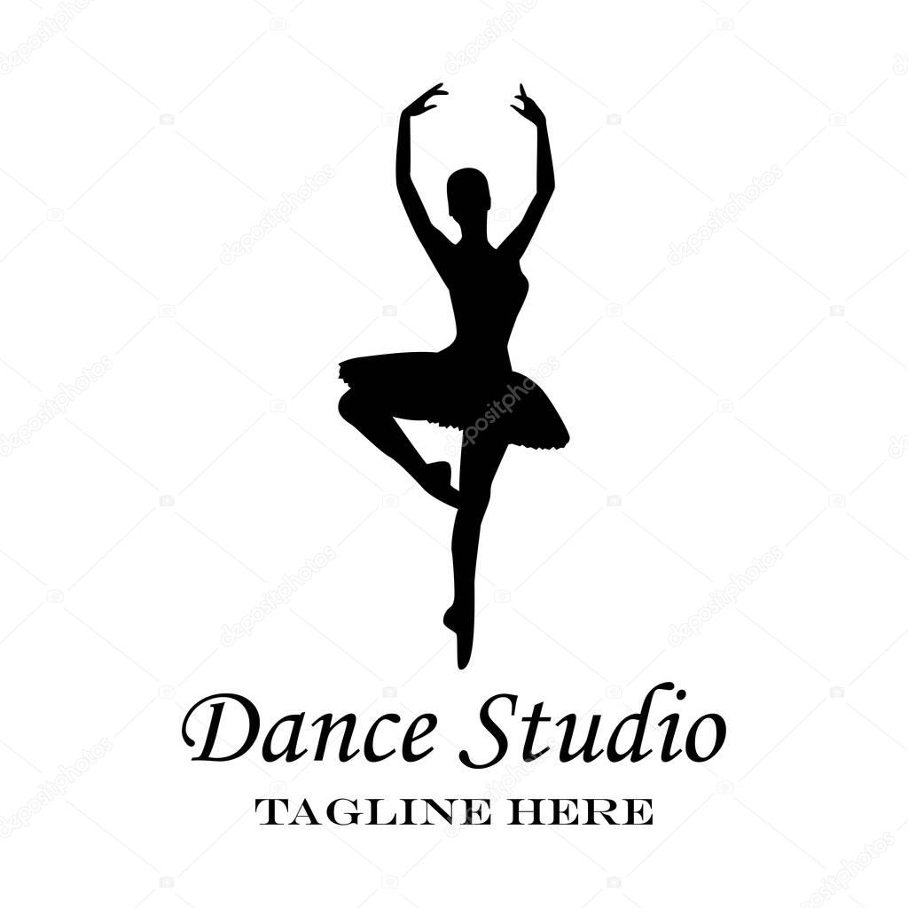Ballet logo for ballet school, dance studio. vector illustration