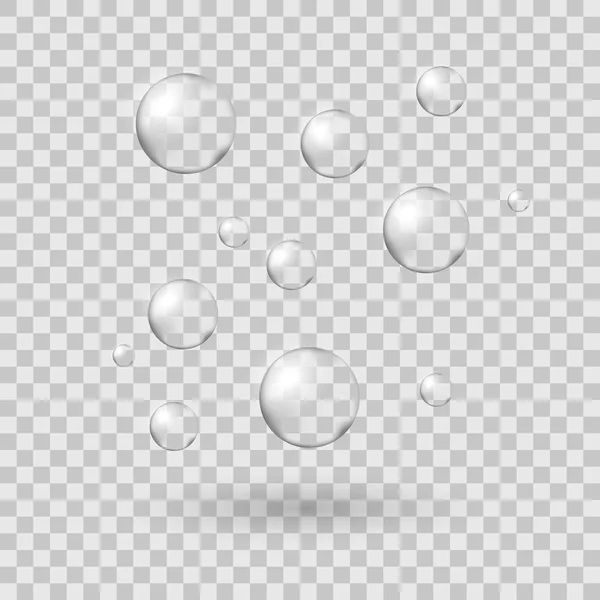 Realistiska såpbubblor med regnbåge reflektion set isolerad vektor illustration — Stock vektor