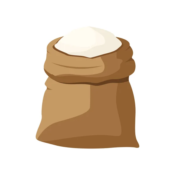 Un sacchetto di farina e una pala, grano, spighe di grano. Illustrazione vettoriale . — Vettoriale Stock