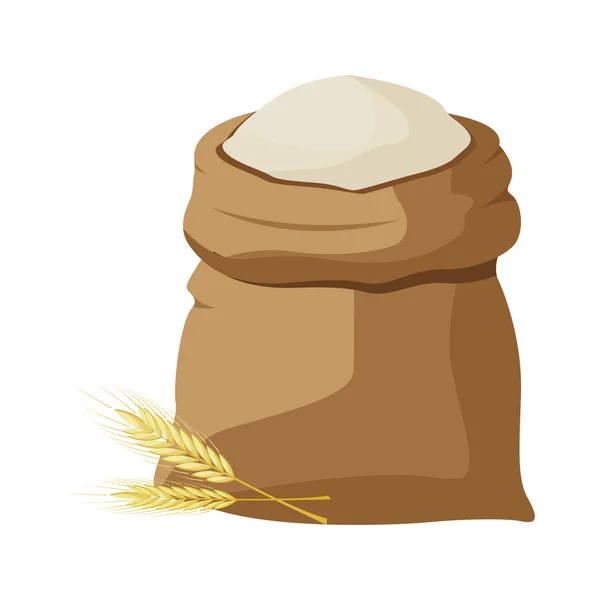 Saco de linho cheio de ícone de farinha. Ilustração plana de saco de linho cheio de ícone de vetor de farinha para web —  Vetores de Stock