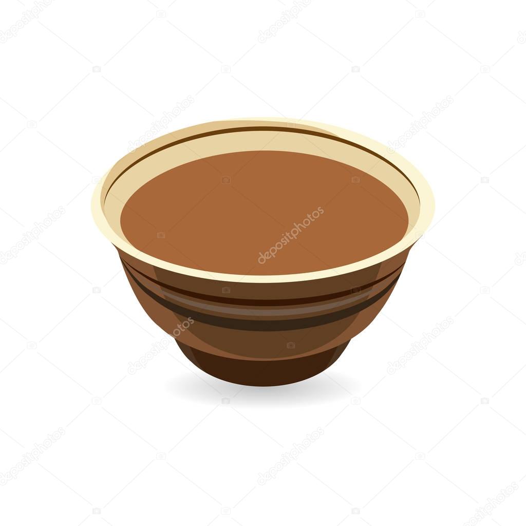 Realistic vector clay pot, traditional European pottery ideal for baking food and cooking in the oven. Graphic illustration for product promotion and advertising isolated on white background