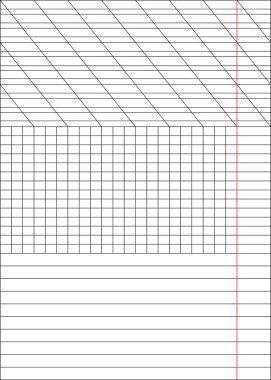 Sheets of a notebook in a cage and a ruler clipart