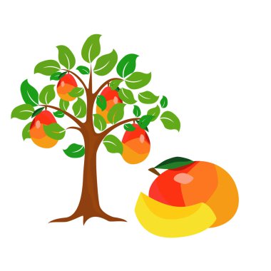 Mango ağacı. Vektör simgesi, soyut, simge, öğe,