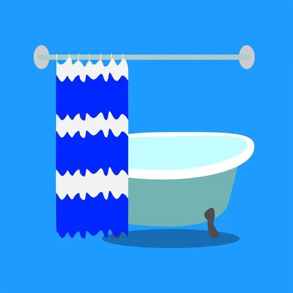 Bagno con tenda su sfondo blu . — Vettoriale Stock