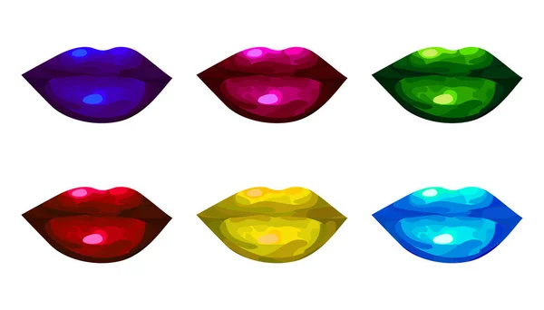 Lèvres esign, ensemble, forme, rouge, beauté, amour, fille , — Image vectorielle
