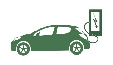 elektrikli araç simge vektör ekoloji doğa enerji koruma.