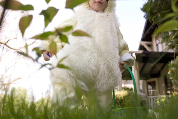 Menino vestido de coelho da Páscoa — Fotografia de Stock
