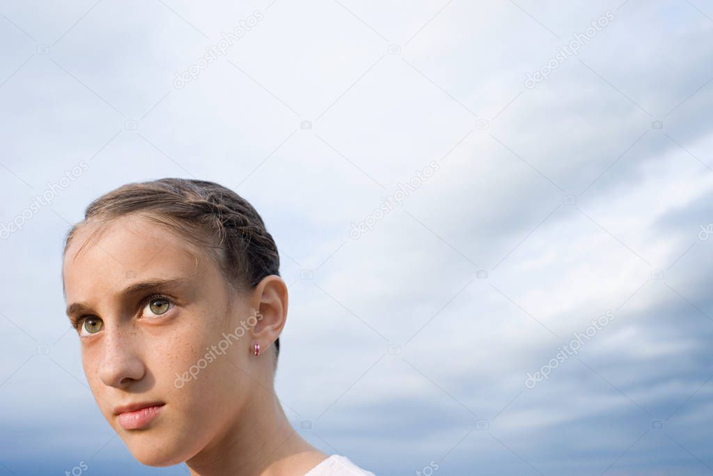 Portrait of seriously looking girl