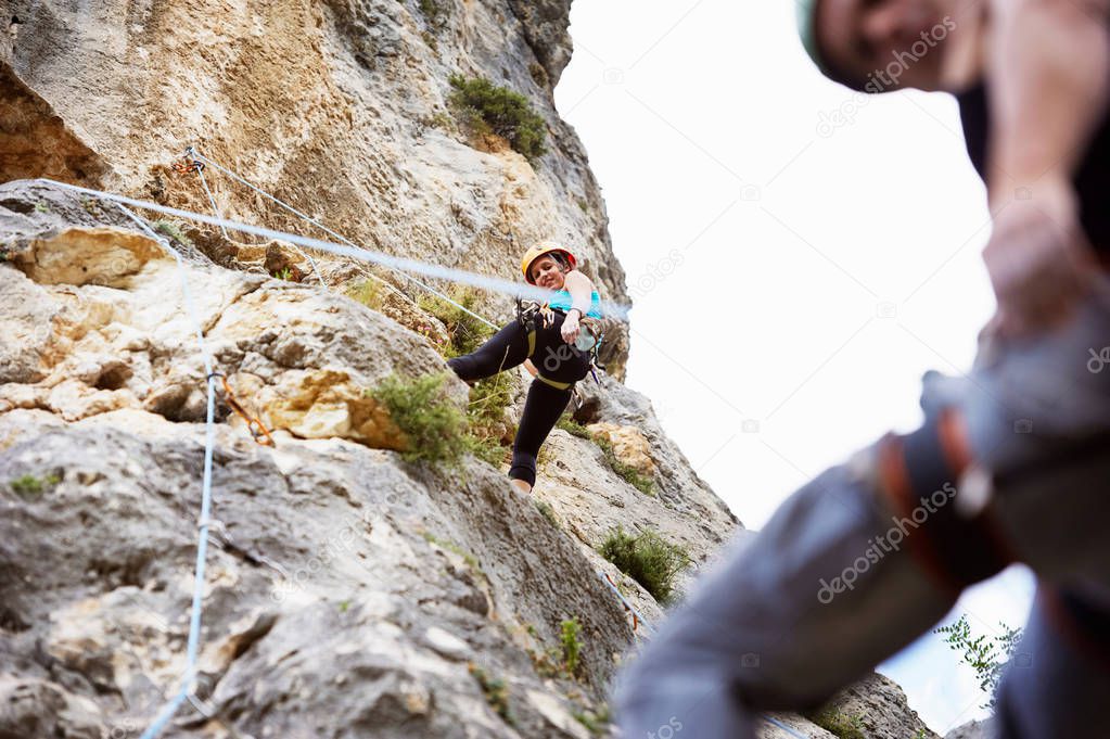 woman climber on rock