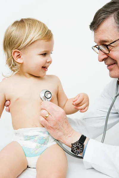 Little Boy Doctor Stethoscope — Stock Photo, Image