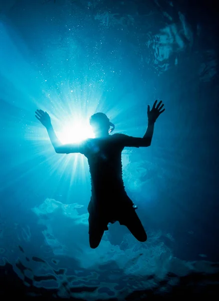 シュノーケルの水中撮影 — ストック写真