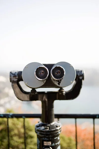 Fixed binoculars on viewing point — Stock Photo, Image