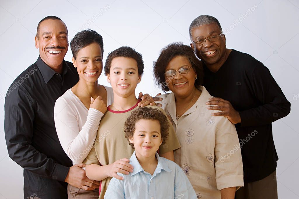 smiling multi-generational family