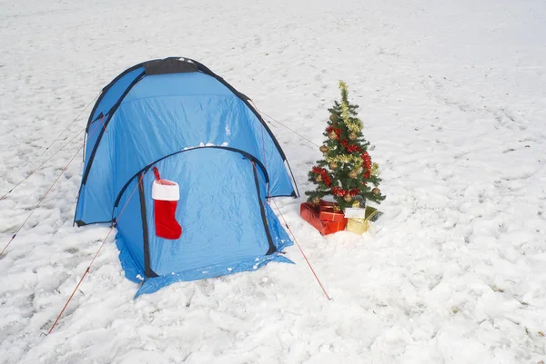 Christmas tree and tent
