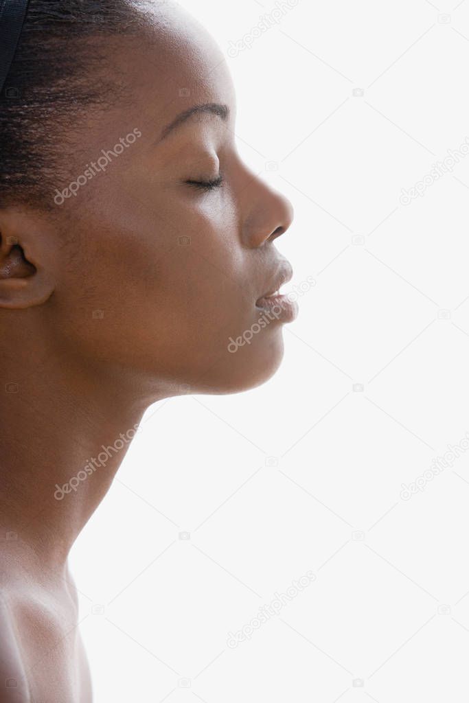 Profile of woman with closed eyes