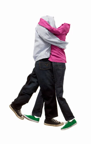 Couple of silhouettes hugging — Stock Photo, Image