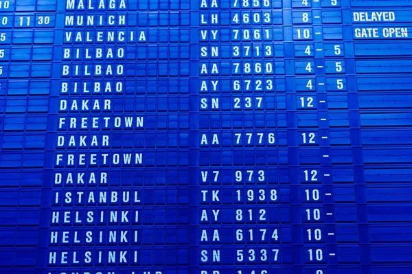 Blue flight information board