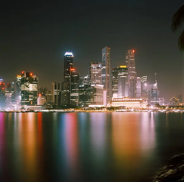 新加坡夜景景观 — 图库照片