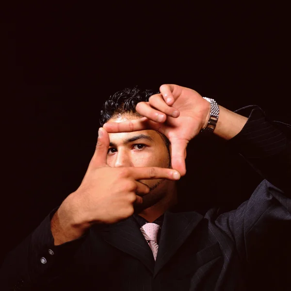 Close Portrait Businessman Focusing — Stock Photo, Image