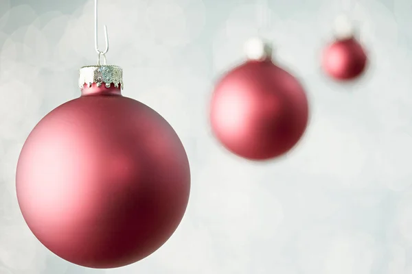 Tre Palline Rosse Natale Primo Piano Colpo — Foto Stock