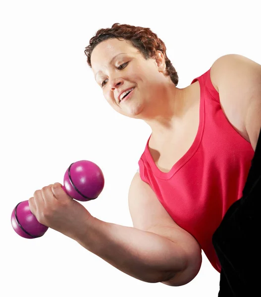 Large Woman Lifting Weights — Stock Photo, Image