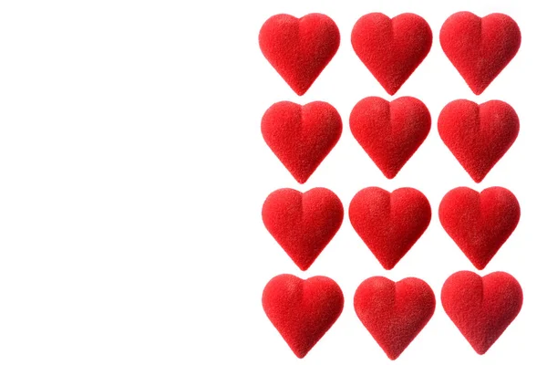 Röd sammet hjärtan — Stockfoto