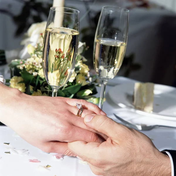 Newly Weds Holding Hands — Stock Photo, Image