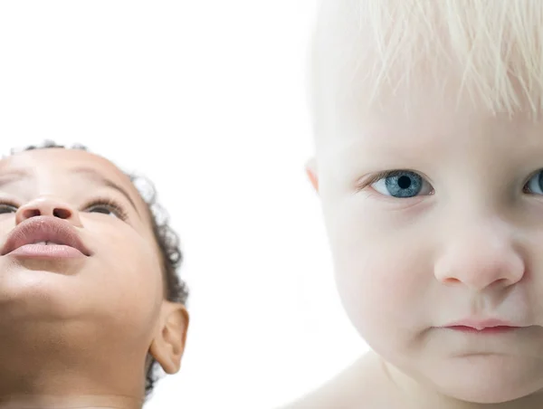 Дитячі Обличчя Ізольовані Білому Тлі — стокове фото