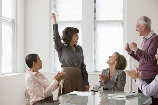 Happy Colleagues Meeting Stock Picture