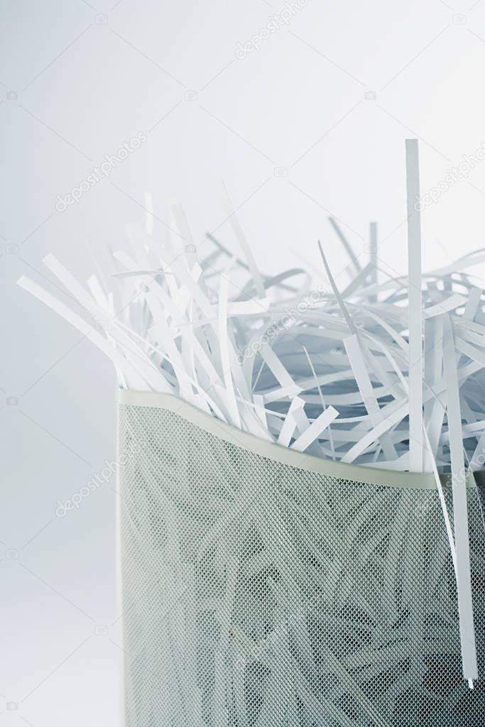 shredded paper in bin