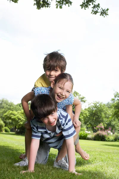 Niños Jugando Jardín —  Fotos de Stock