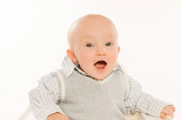 Portrait Caucasian Baby Boy White Background — Stock Photo, Image